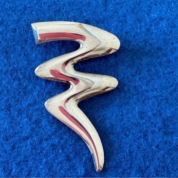Vintage Jewelry - Vintage 925 Sterling Silver Metal Contemporary Modern Lightning Bolt Pin…